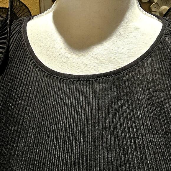 Zara Ruffled Black L Pleated Top Croquette Girly Whimsical Y2K Office Ruffled - Picture 5 of 10